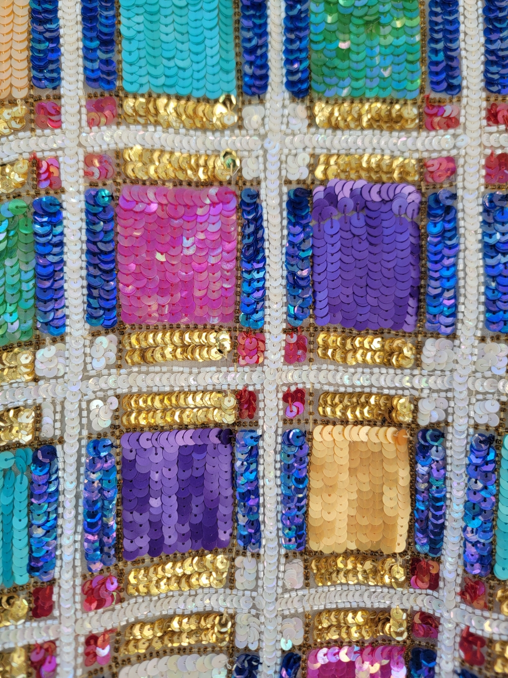 Vintage 80s Laurence Kazar 3X Silk Multicolor Sequin Beaded Jacket Dolly chic - Picture 9 of 15